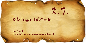 Kónya Tünde névjegykártya